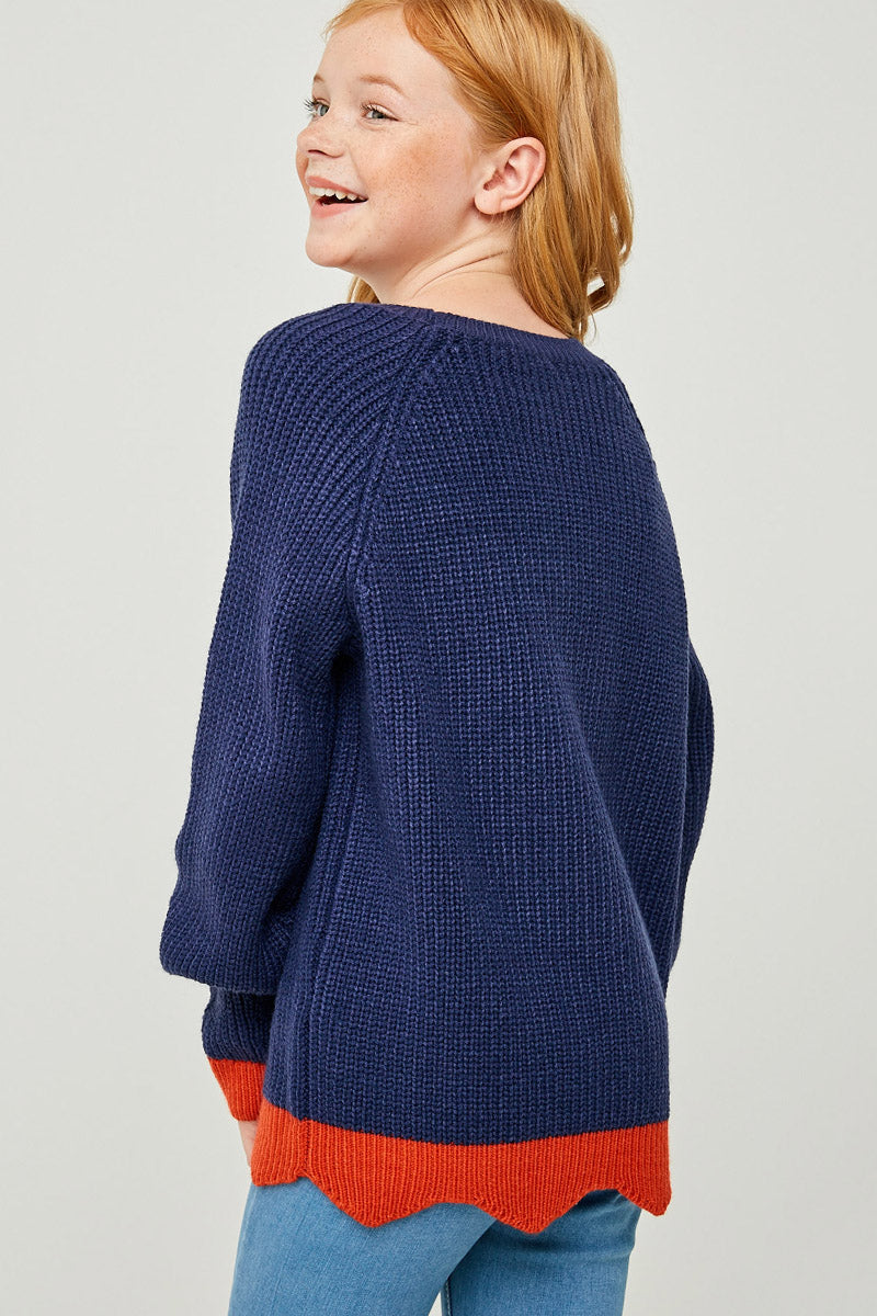 G4230-INDIGO Color Block Sweater Back