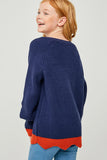 G4230-INDIGO Color Block Sweater Back