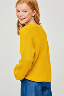 G4230-MUSTARD Color Block Sweater Side