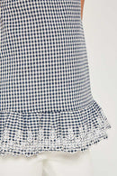 G4232 NAVY Floral Embroidered Ruffle Tank Top Front Detail