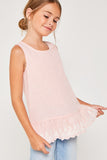 G4232 PINK Floral Embroidered Ruffle Tank Top Front