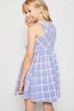 G4241 PINK MIX Plaid Mini Bow Dress Back