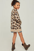 G4255-TAN Leopard Knit Cardigan Back