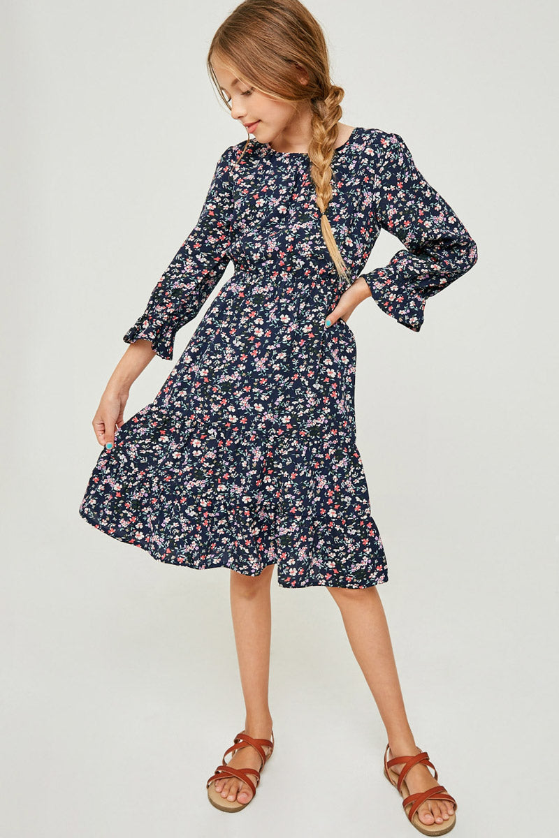 midi girls print ruffle dress medium Girl Ruffled Floral Dresses