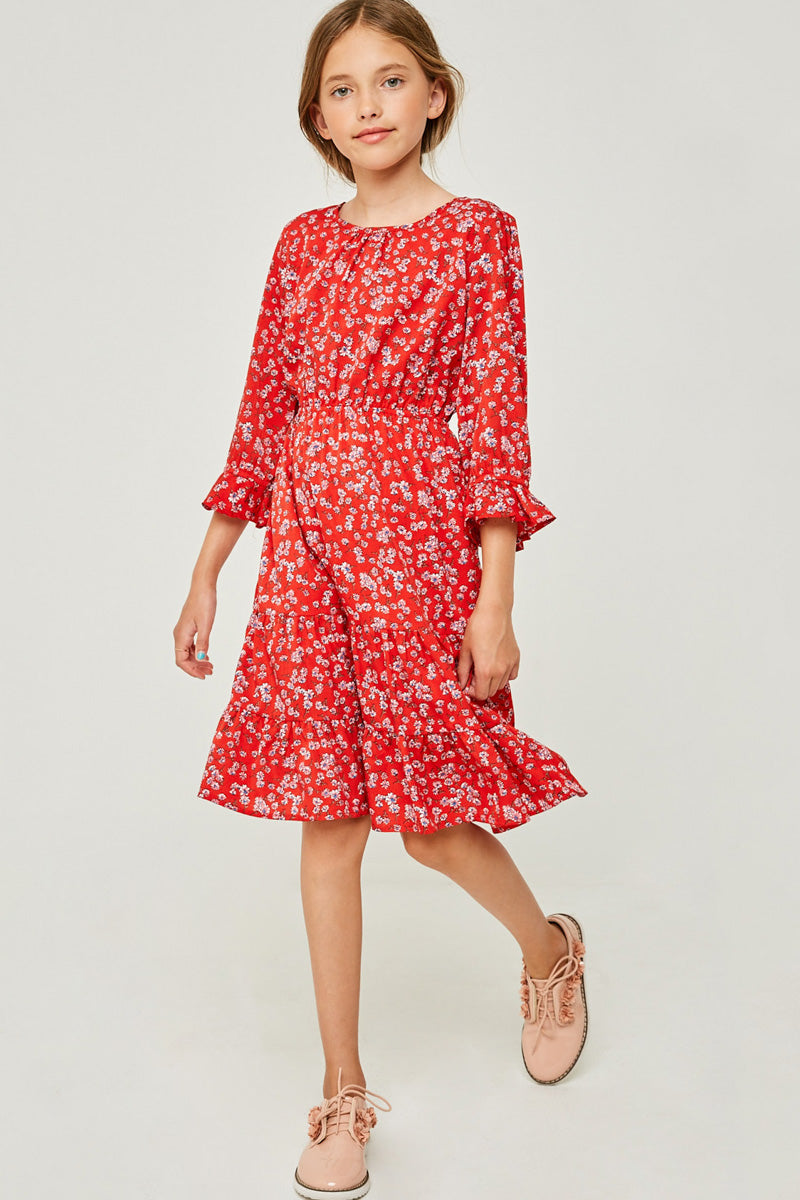 midi girls print ruffle dress medium girls daisy print ruffle hem midi dress casual spring summer