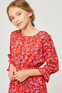 midi girls print ruffle dress medium Girls' Daisy Print Ruffle Hem Midi Dress