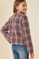 G4281-RED MIX Tweed Square Pocket Jacket Back