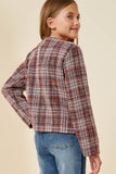 G4281-RED MIX Tweed Square Pocket Jacket Back