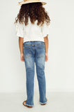 G4289-MID DENIM Stone Wash Frayed Ankle Jeans Alternate Angle