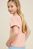 G4373-PEACH French Terry Bubble-Sleeve T-Shirt Back