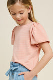 G4373-PEACH French Terry Bubble-Sleeve T-Shirt Alternate Angle