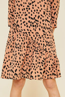 G4382-SALMON Asymmetrical Ruffle Mini Swing Dress Detail