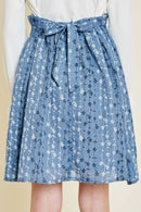 G4418-OFF WHITE Ribbed Floral Mini Babydoll Dress Alternate Angle