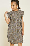 Leopard Ruffle T-Shirt Dress
