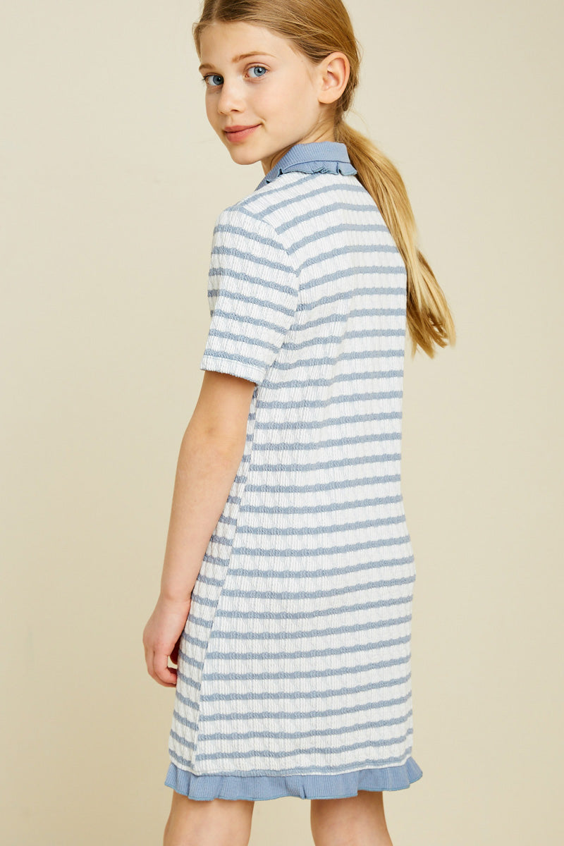 G4464-POWDER BLUE Striped Mini Sweater Dress Back