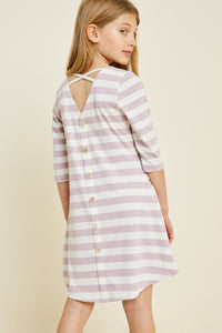 G4472-LAVENDER Button Down Cross-Back Mini Dress Back