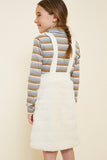 G4473 Off White Girls Corduroy Faux Fur Overall Dress Back