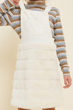 G4473 Off White Girls Corduroy Faux Fur Overall Dress Detail