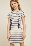 Striped Corset Lace-Up Mini T-Shirt Dress