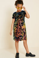 G4497-BLACK MIX Reversible Sequin Velvet Mini Shift Dress Front