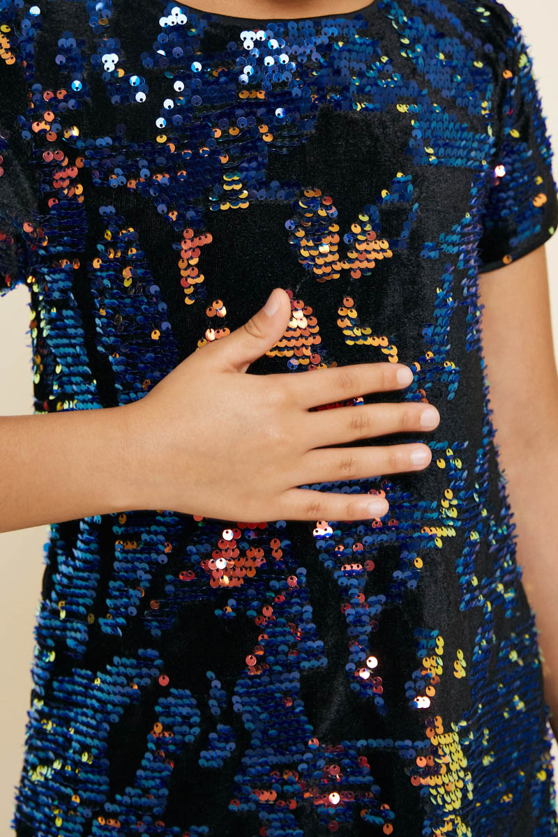 Girls' Sequin Velvet Shift Dress Girls' Sequin Velvet Shift Dress