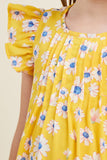 G4515-YELLOW Daisy Ruffle Sleeve Mini Dress Detail