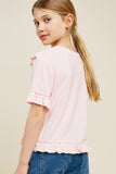G4519-LIGHT PINK Ribbed Ruffle Knit Top Back