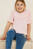 G4519-LIGHT PINK Ribbed Ruffle Knit Top Alternate Angle