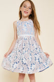 G4570-LIGHT BLUE MIX Floral Lace Mini Baby Doll Dress Front