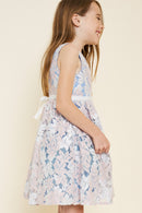 G4570-LIGHT BLUE MIX Floral Lace Mini Baby Doll Dress Alternate Angle