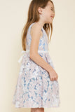 G4570-LIGHT BLUE MIX Floral Lace Mini Baby Doll Dress Alternate Angle