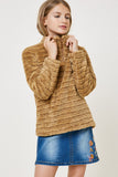 G4579 BROWN Fuzzy Pullover Sweater Front