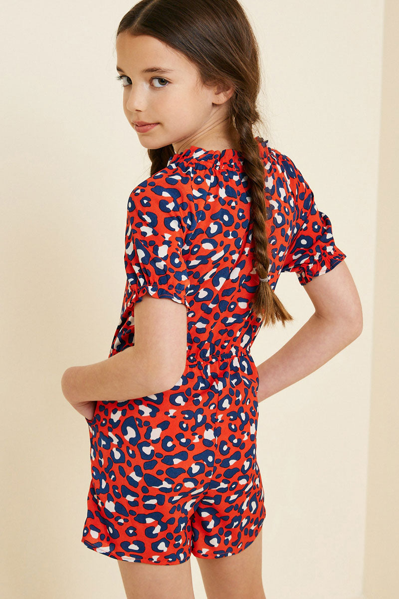 Leopard Tassel-Tie Romper