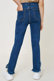 G4620-MID DENIM Distressed Ruffle Hem Jeans Back