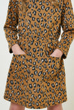 G4651-CAMEL Leopard Pocket Mini Sweater Dress Back