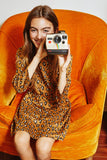 G4651 LEOPARD Girls Leopard Pocket Sweater Dress Pose