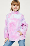 G4656-MULTI Tie Dye Fleece Zip Up Sweater Front