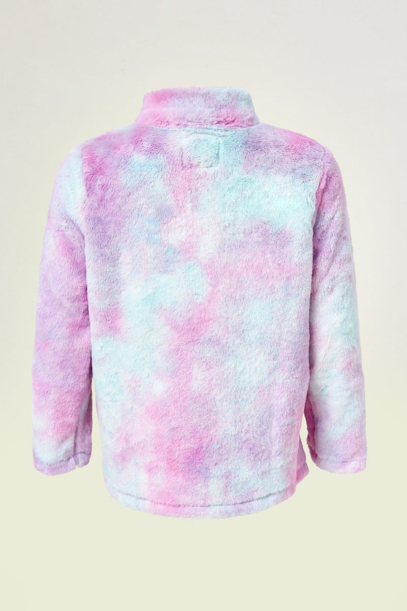 Tie Dye Fleece Zip Up Sweater