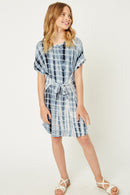 G4666-NAVY Tie Dye T-Shirt Mini Dress Front