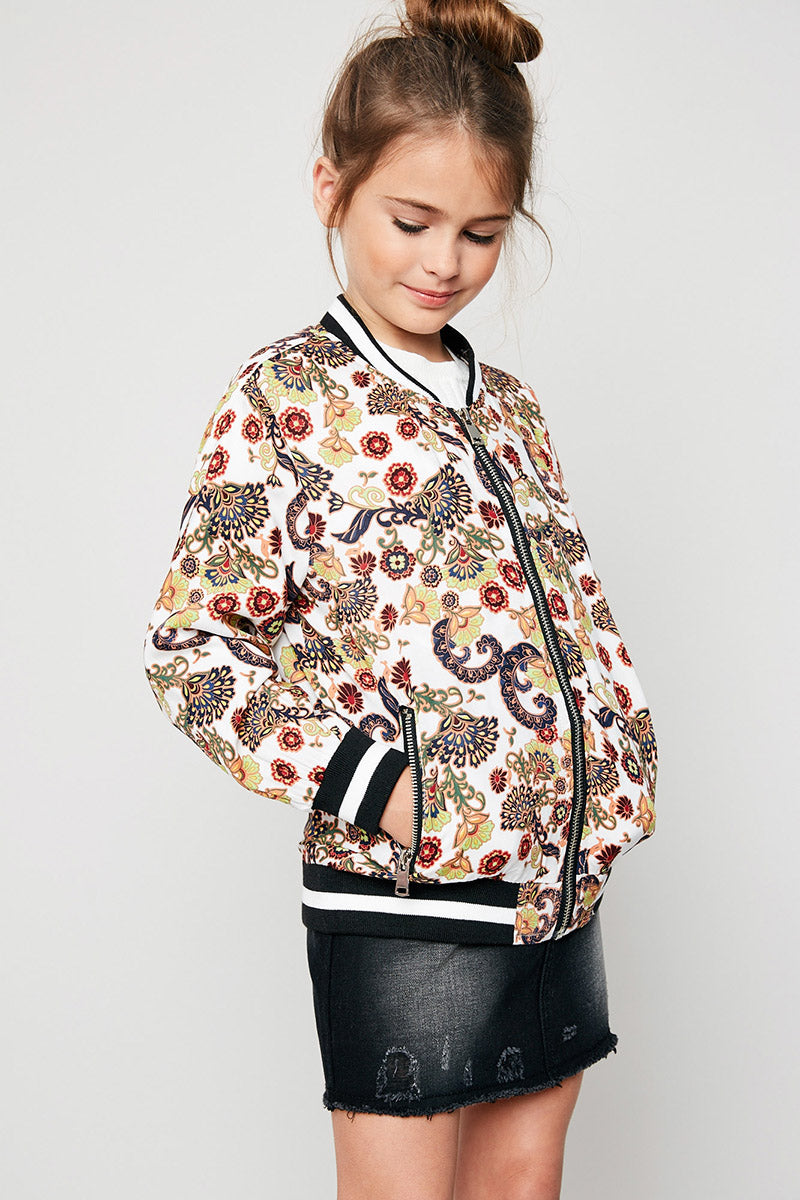 Girls' Printed Bomber Jacket | Cute Girls' Clothes – Hayden Girls