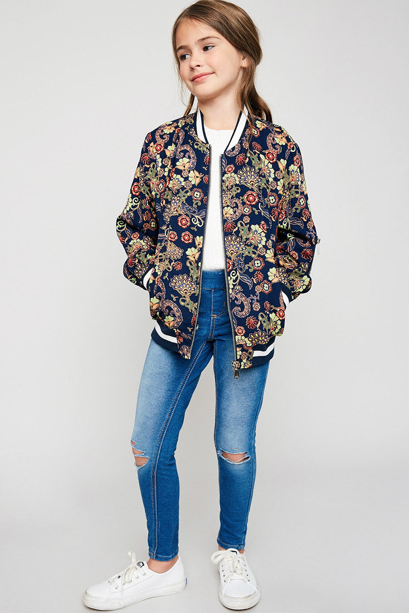 Girls' Printed Bomber Jacket | Cute Girls' Clothes – Hayden Girls