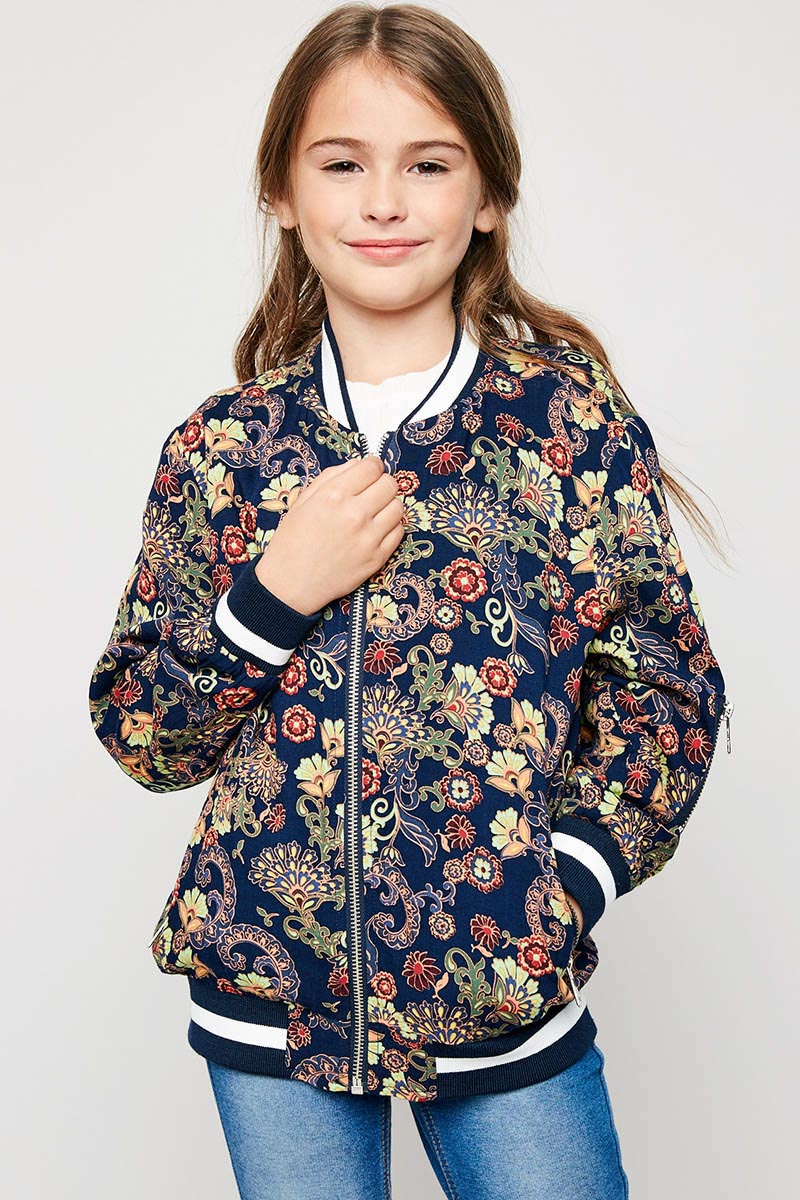Girls' Printed Bomber Jacket | Cute Girls' Clothes – Hayden Girls