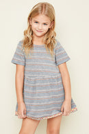 G5036 GREY MIX Striped Knit Tunic Front