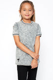 G5044 Charcoal Girls Acid Washed Distressed Tee Front