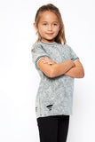 G5044 Charcoal Girls Acid Washed Distressed Tee Side Pose