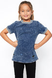 G5044 Denim Girls Acid Washed Distressed Tee Pose