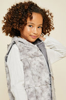 G5057 Silver Girls Hooded Faux Fur Vest Detail