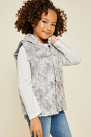 G5057 Silver Girls Hooded Faux Fur Vest Side