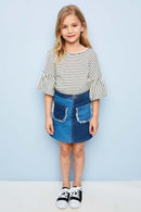 G5077 DENIM Two Tone Denim Skirt Alternate Angle