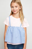 G5087 Baby Pink Girls Layered T-Shirt Front